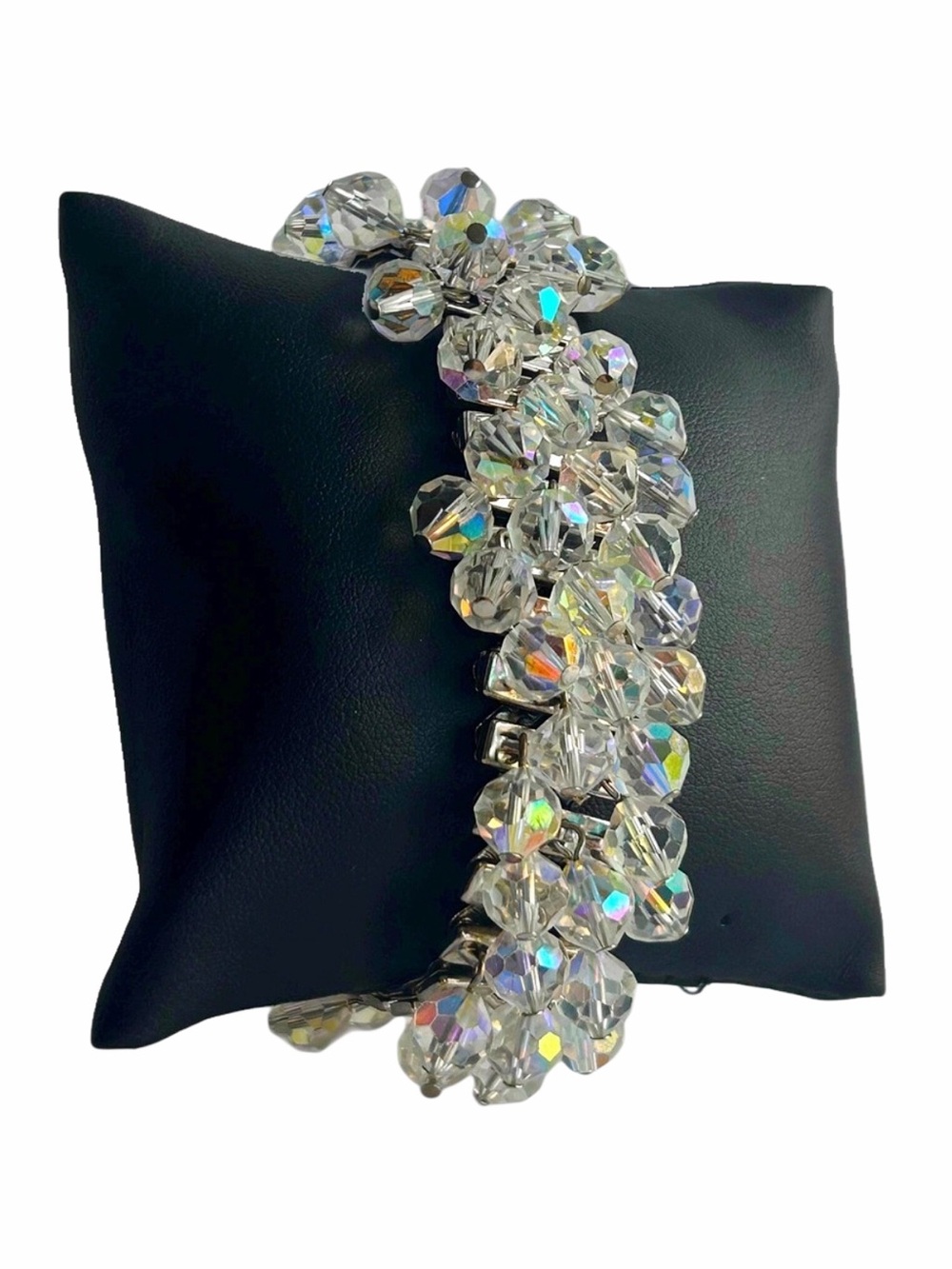 Vintage Aurora Borealis Cluster Beaded Stretch Bracelet
